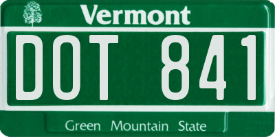 VT license plate DOT841