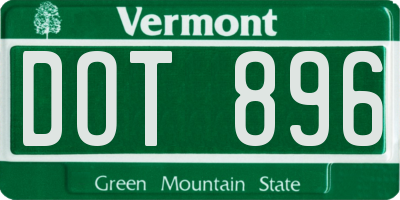 VT license plate DOT896