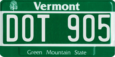 VT license plate DOT905
