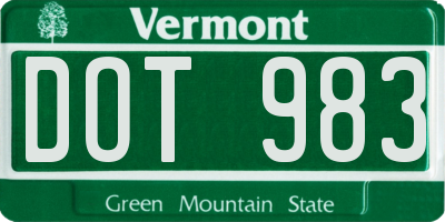 VT license plate DOT983