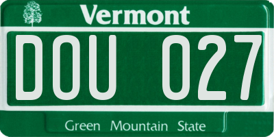 VT license plate DOU027