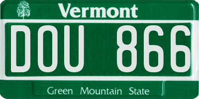 VT license plate DOU866