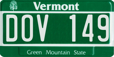 VT license plate DOV149