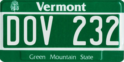 VT license plate DOV232