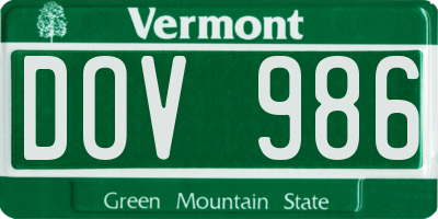 VT license plate DOV986