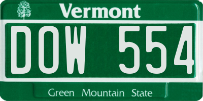 VT license plate DOW554