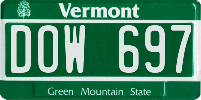 VT license plate DOW697