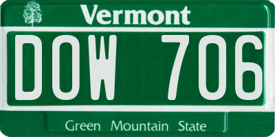 VT license plate DOW706
