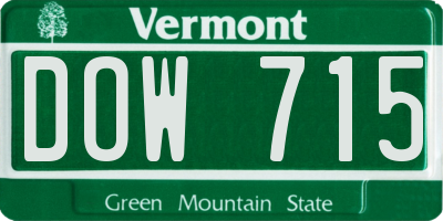 VT license plate DOW715