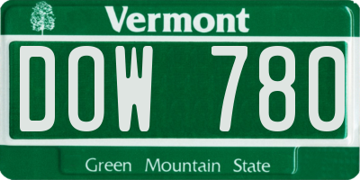 VT license plate DOW780