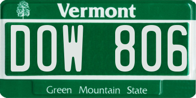 VT license plate DOW806
