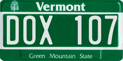 VT license plate DOX107