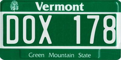 VT license plate DOX178