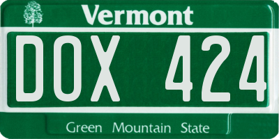 VT license plate DOX424