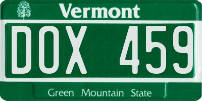 VT license plate DOX459