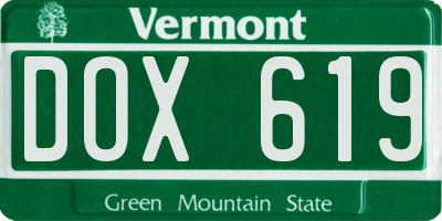 VT license plate DOX619
