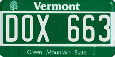 VT license plate DOX663