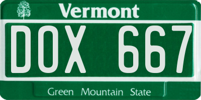 VT license plate DOX667