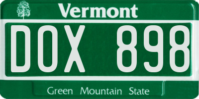 VT license plate DOX898