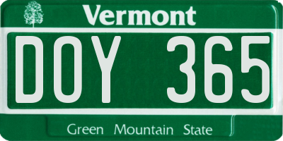 VT license plate DOY365