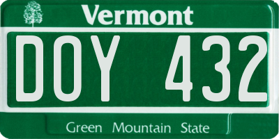 VT license plate DOY432