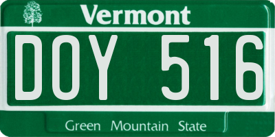 VT license plate DOY516