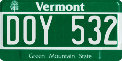 VT license plate DOY532