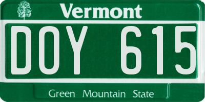 VT license plate DOY615