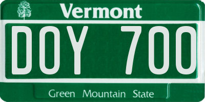 VT license plate DOY700