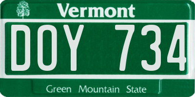 VT license plate DOY734