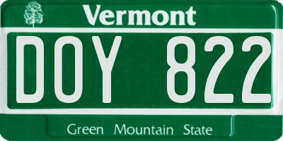 VT license plate DOY822