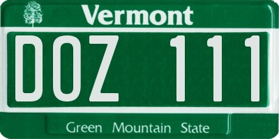 VT license plate DOZ111