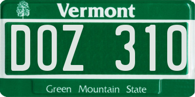 VT license plate DOZ310