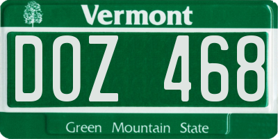 VT license plate DOZ468