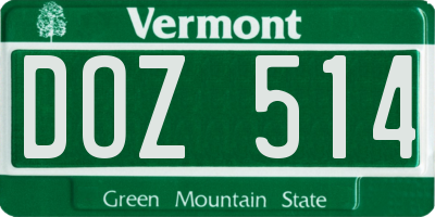 VT license plate DOZ514