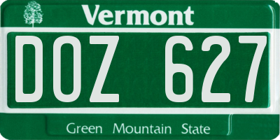 VT license plate DOZ627