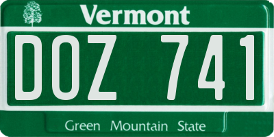 VT license plate DOZ741