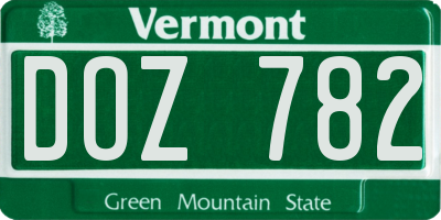 VT license plate DOZ782