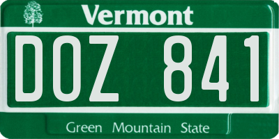VT license plate DOZ841