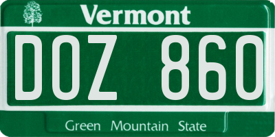 VT license plate DOZ860
