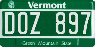 VT license plate DOZ897