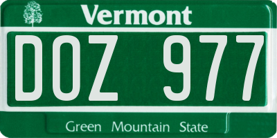 VT license plate DOZ977