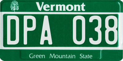VT license plate DPA038