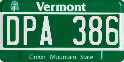 VT license plate DPA386