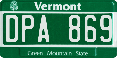 VT license plate DPA869