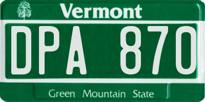VT license plate DPA870