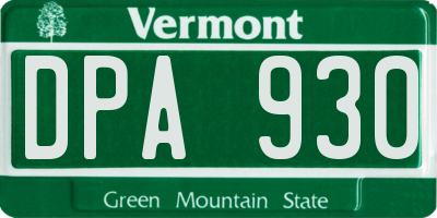 VT license plate DPA930