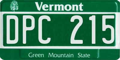 VT license plate DPC215