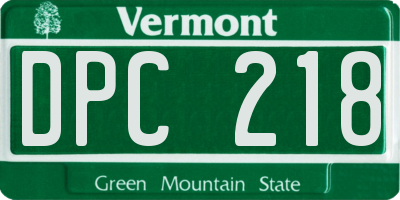 VT license plate DPC218
