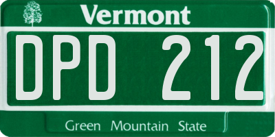 VT license plate DPD212